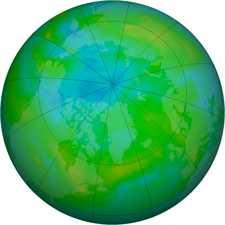 Arctic ozone map for 12 August 1999